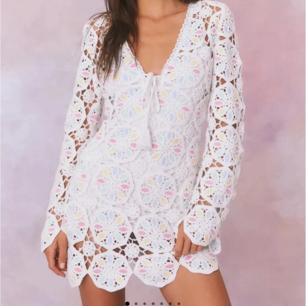 Loveshackfancy Poemes Multi Colored Crochet Mini Dress - Picture 3 of 4